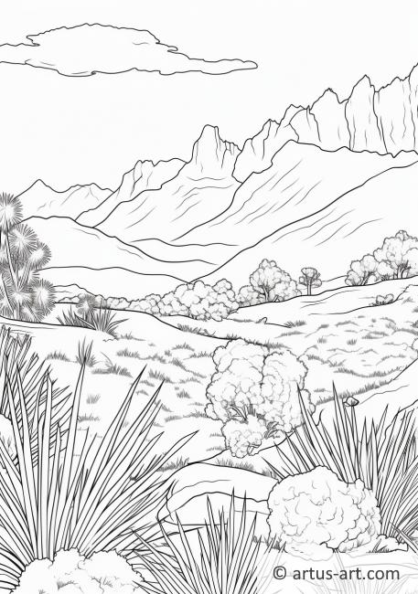 Página para colorear de Artemisa con montañas